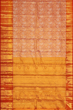 Image of Kanchipattu Golden Red Tissue Brocade Saree