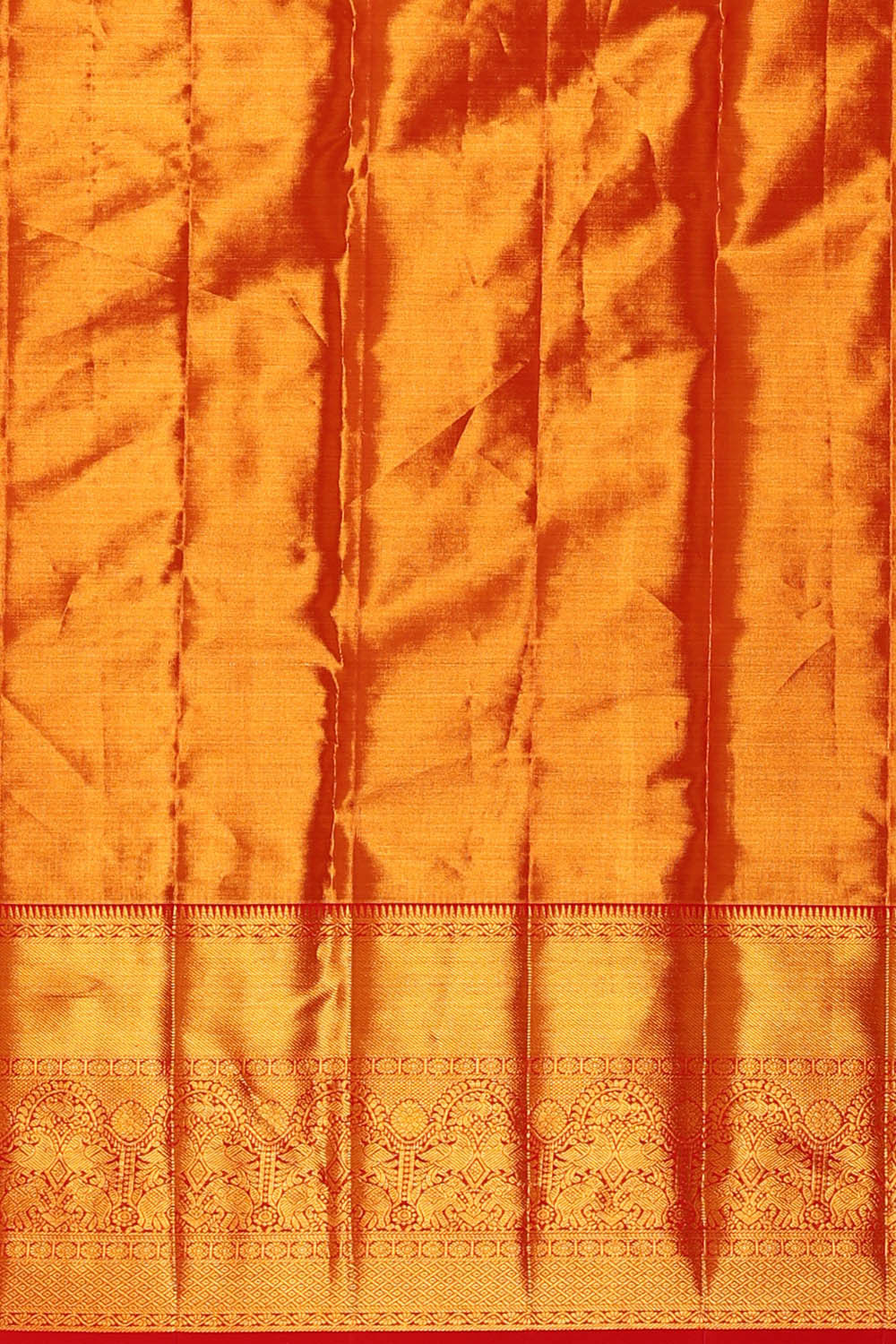 Kanchipattu Golden Red Tissue Brocade Saree