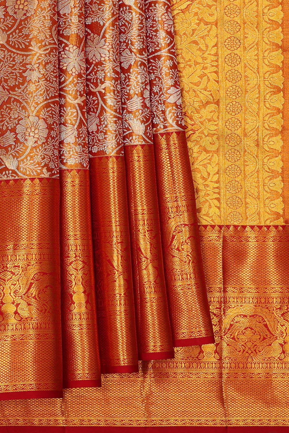 Kanchipattu Red Tissue Brocade Saree