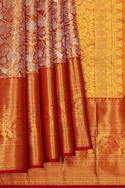 Image of Kanchipattu Red Tissue Brocade Saree