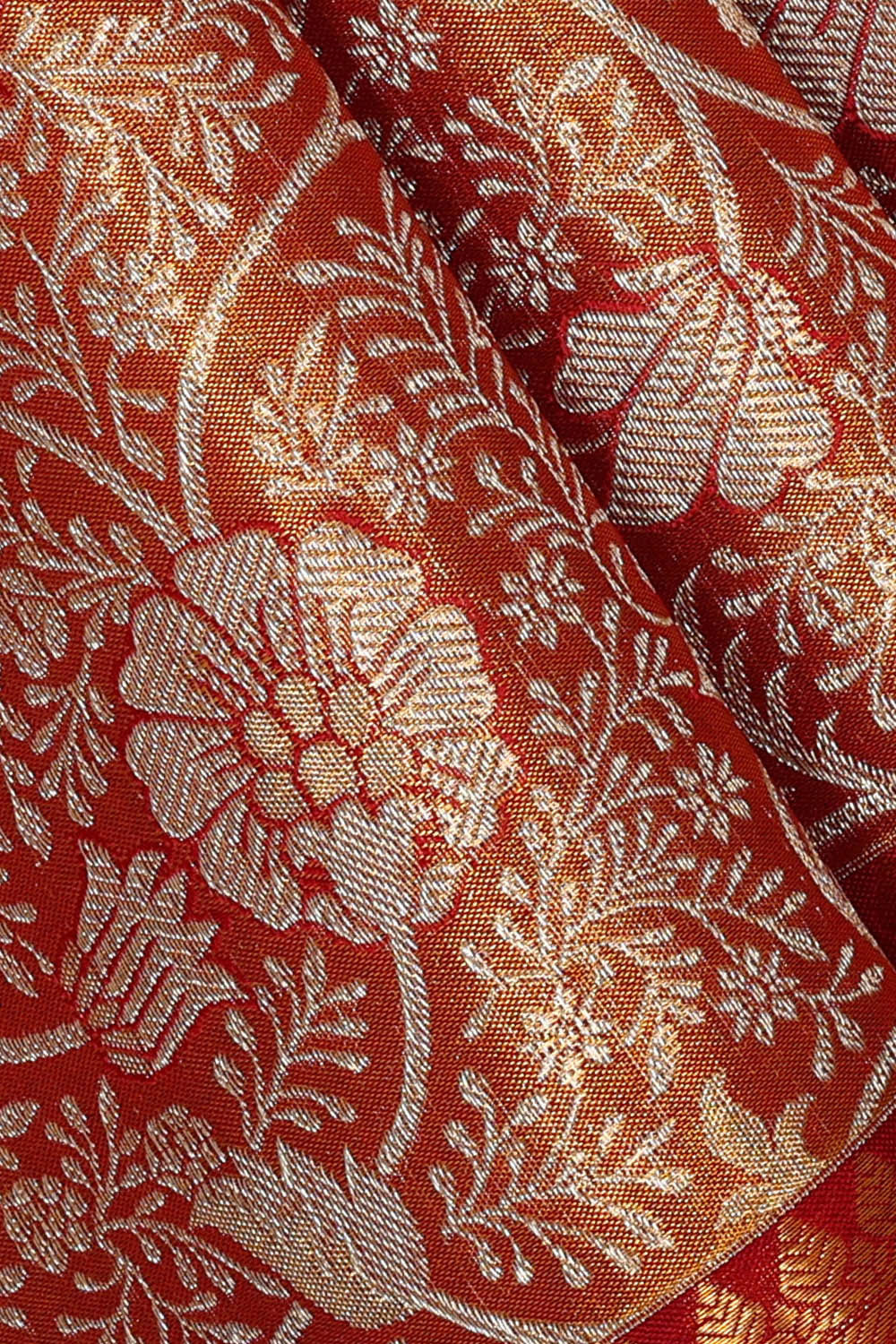 Kanchipattu Red Tissue Brocade Saree