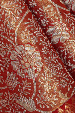 Image of Kanchipattu Red Tissue Brocade Saree