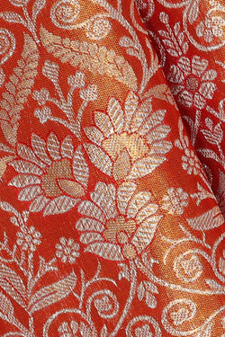 Image of Kanchipattu Golden Red Tissue Brocade Saree