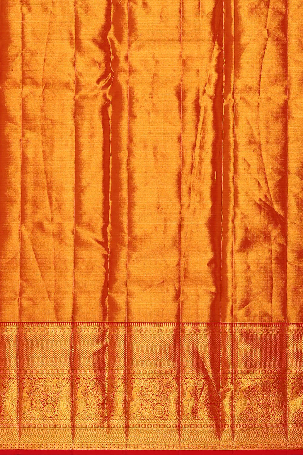 Kanchipattu Golden Red Tissue Brocade Saree