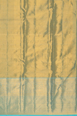 Image of Kanchipattu Golden Blue Tissue Brocade Saree