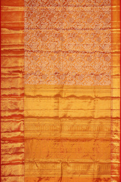 Image of Kanchipattu Golden Red Tissue Brocade Saree