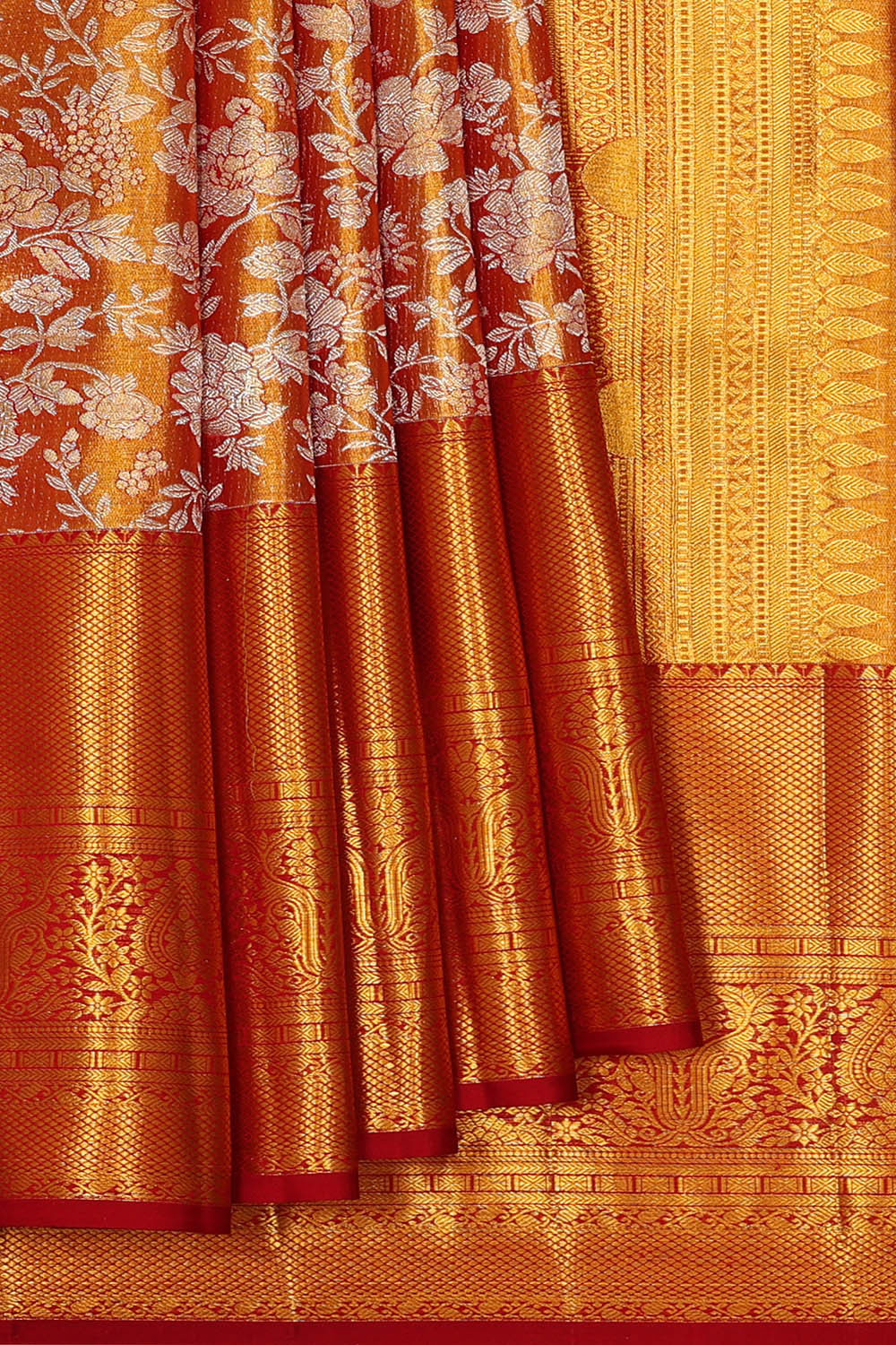 Kanchipattu Red Tissue Brocade Saree