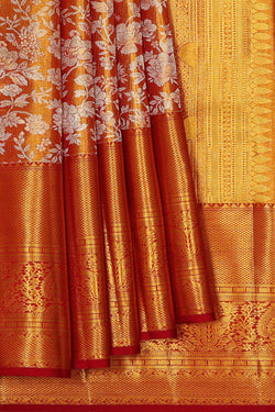 Image of Kanchipattu Red Tissue Brocade Saree