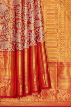 Image of Kanchipattu Golden Brown Tissue Brocade Saree