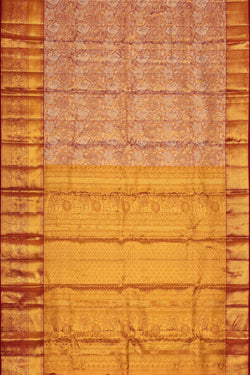 Image of Kanchipattu Golden Red Tissue Brocade Saree