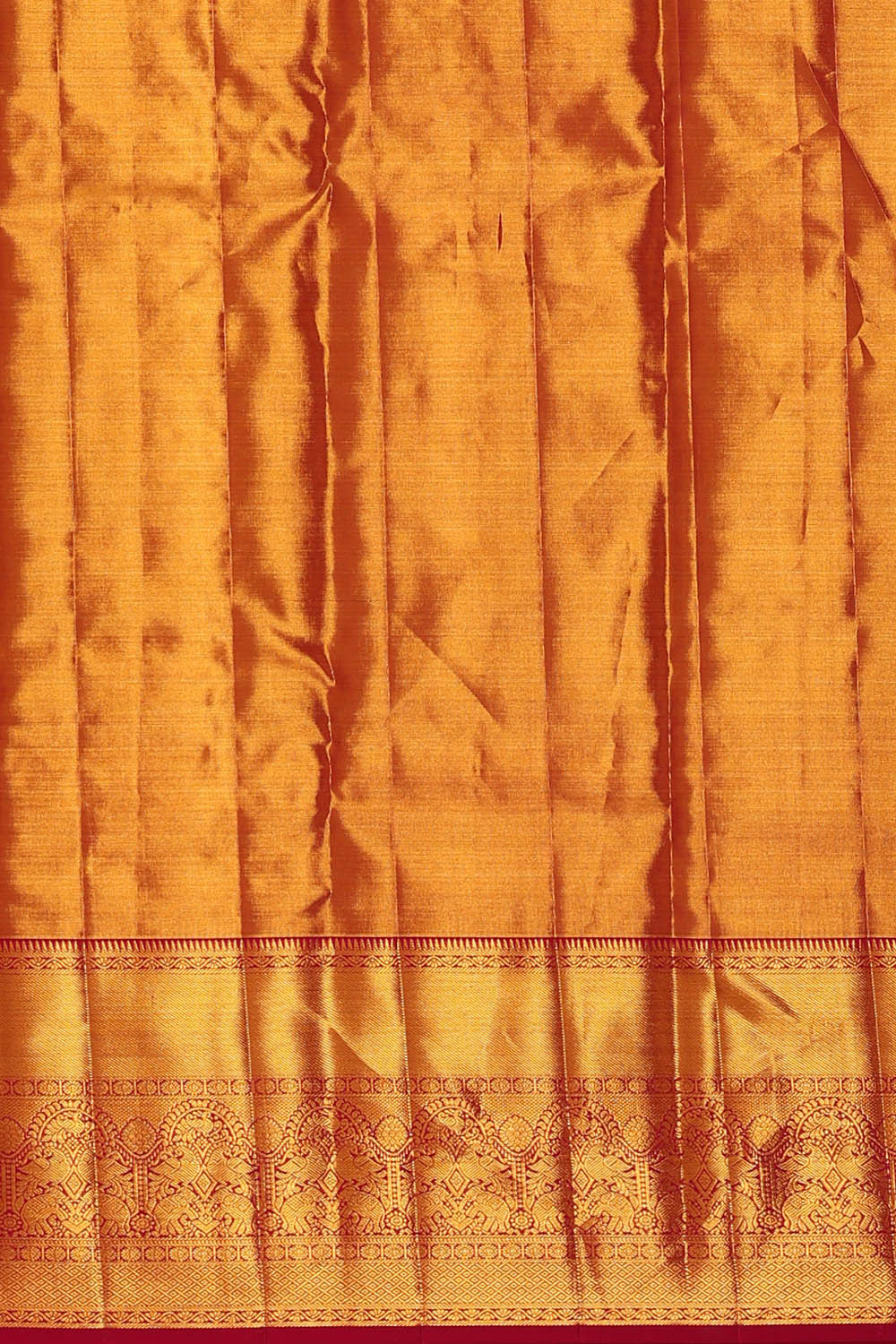 Kanchipattu Golden Red Tissue Brocade Saree