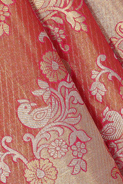 Image of Kanchipattu Golden Red Tissue Brocade Saree