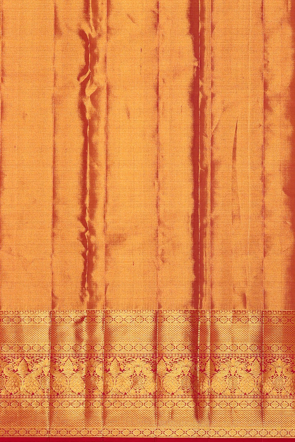 Kanchipattu Golden Red Tissue Brocade Saree