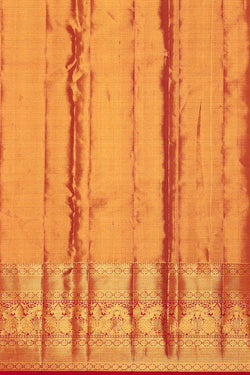 Image of Kanchipattu Golden Red Tissue Brocade Saree