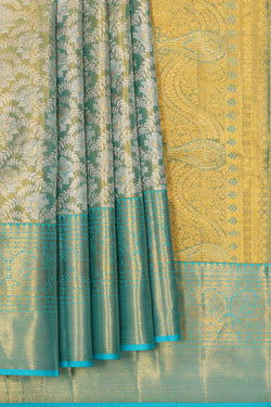 Image of Kanchipattu Sky Blue Tissue Brocade Saree