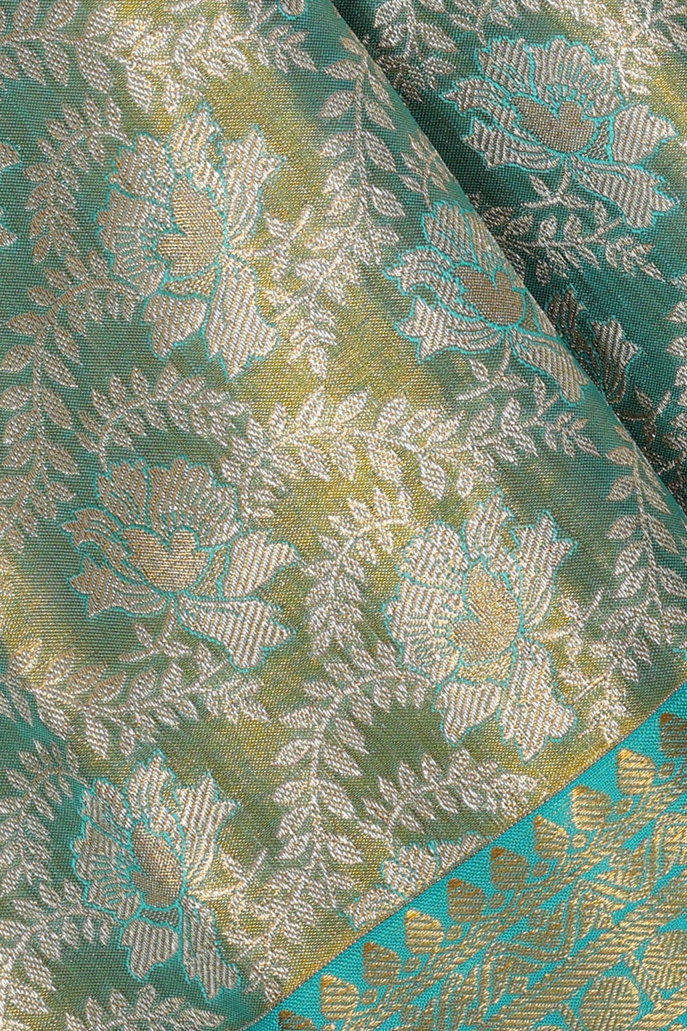 Kanchipattu Sky Blue Tissue Brocade Saree