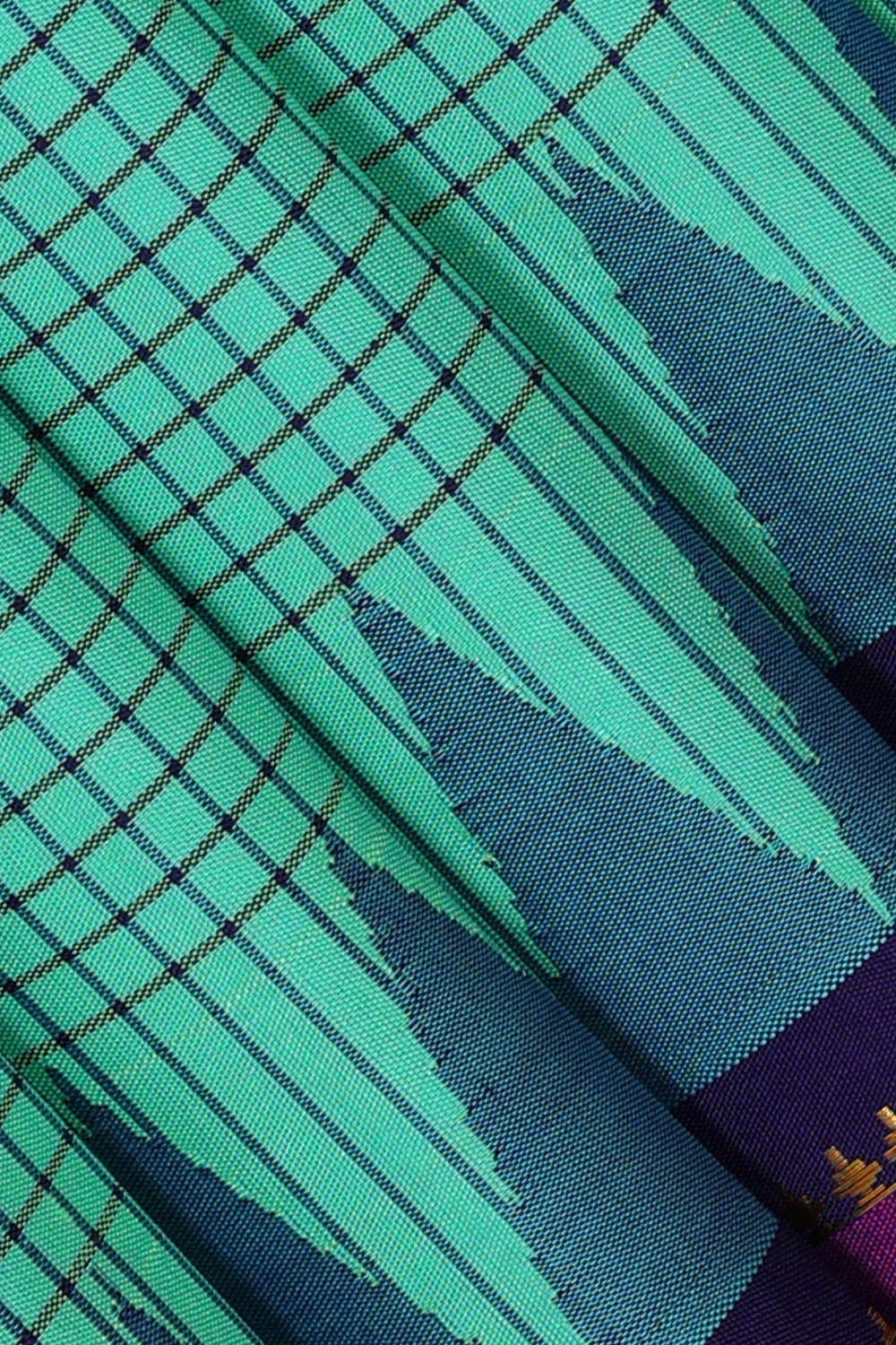 Image of Gadwal Silk Seafoam Green Saree