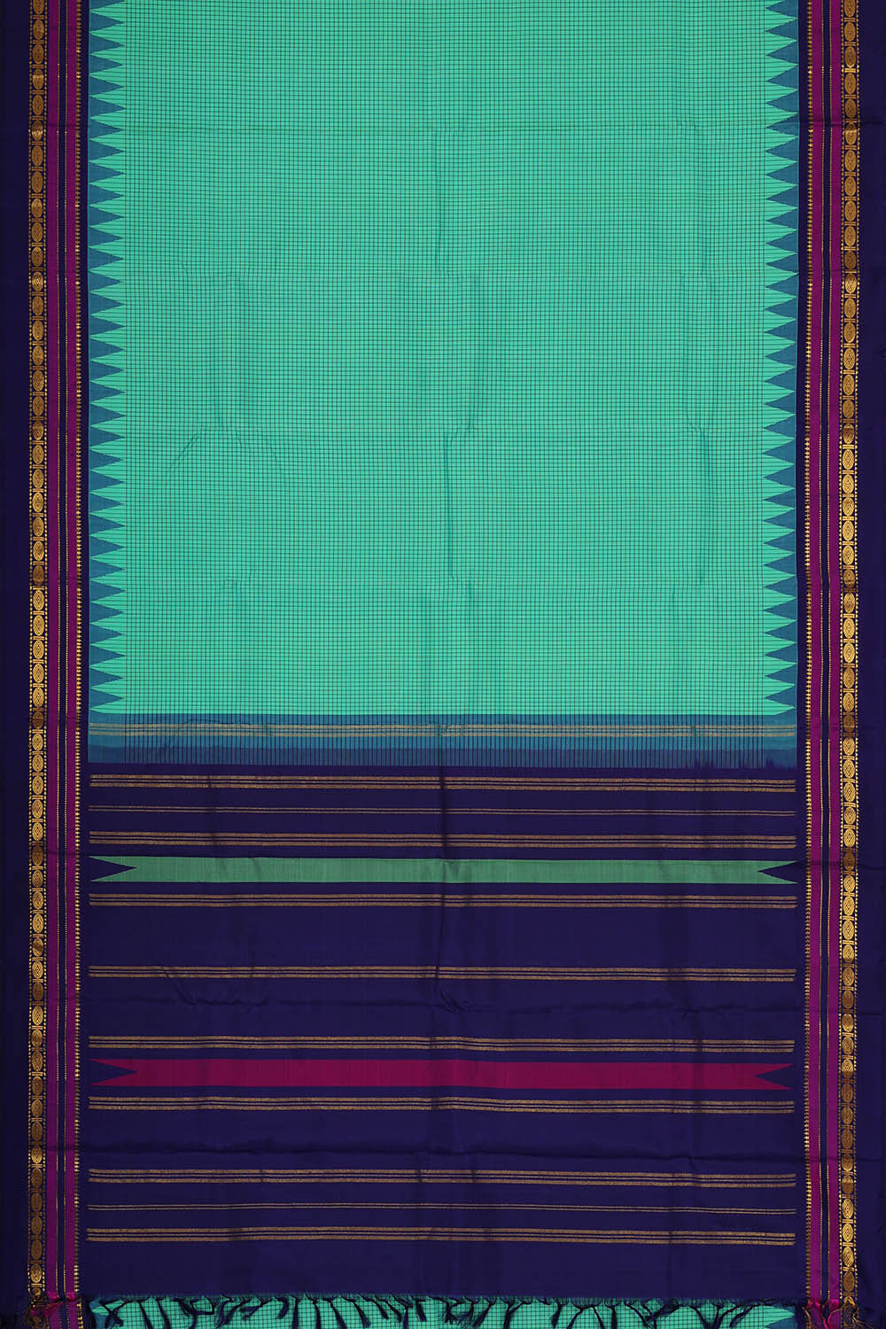 Image of Gadwal Silk Seafoam Green Saree