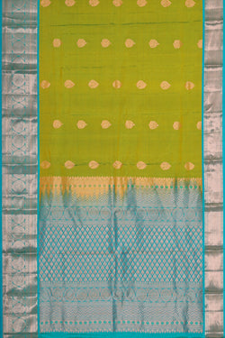 Image of Kanchipattu Parrot Green Brocade Saree