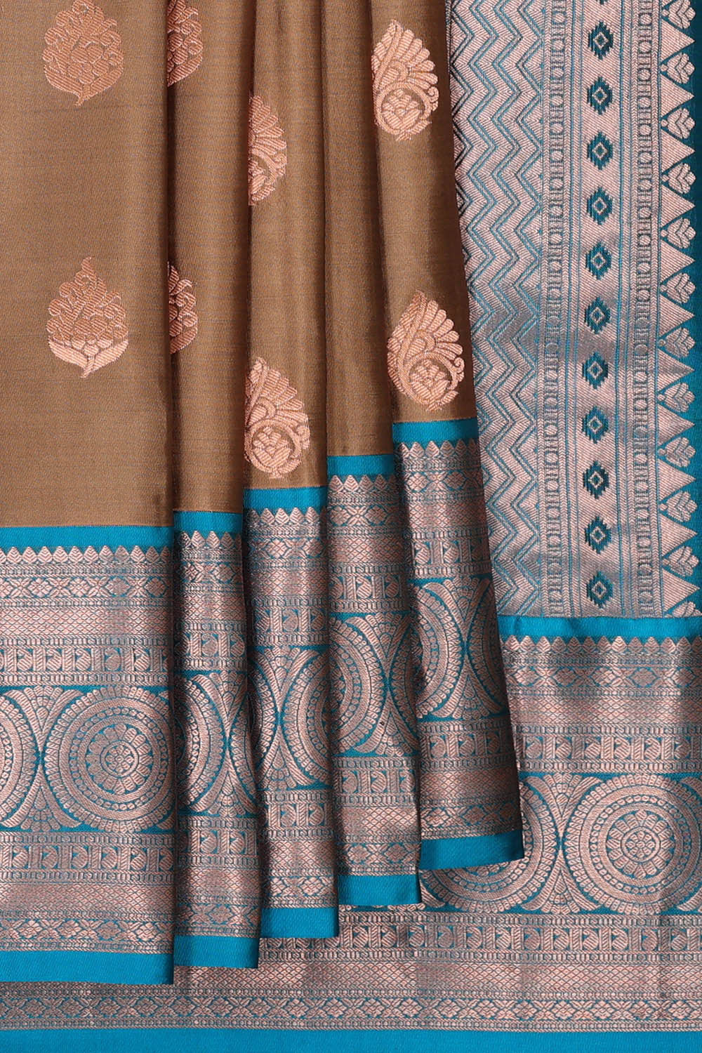 Kanchipattu Brown Brocade Saree