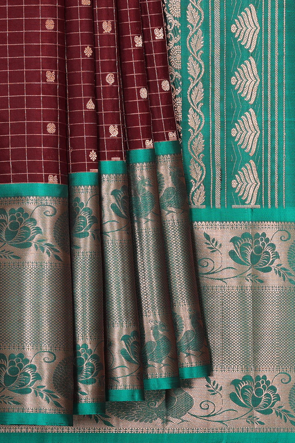 Kanchipattu Maroon Brocade Saree