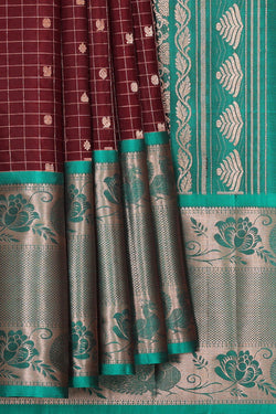 Image of Kanchipattu Maroon Brocade Saree