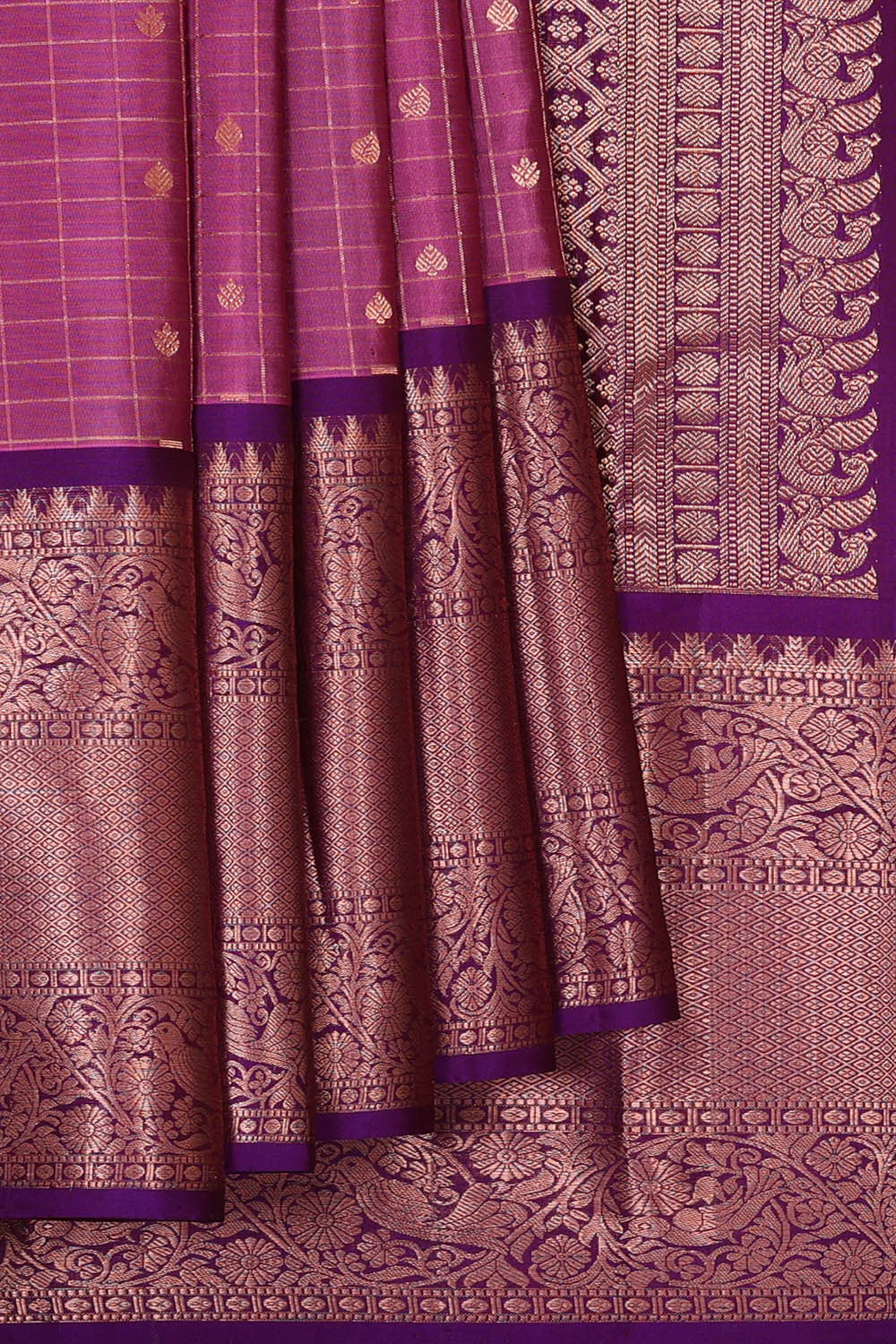 Kanchipattu Onion Pink Brocade Saree