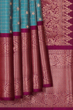 Image of Kanchipattu Dark Teal Blue Brocade Saree