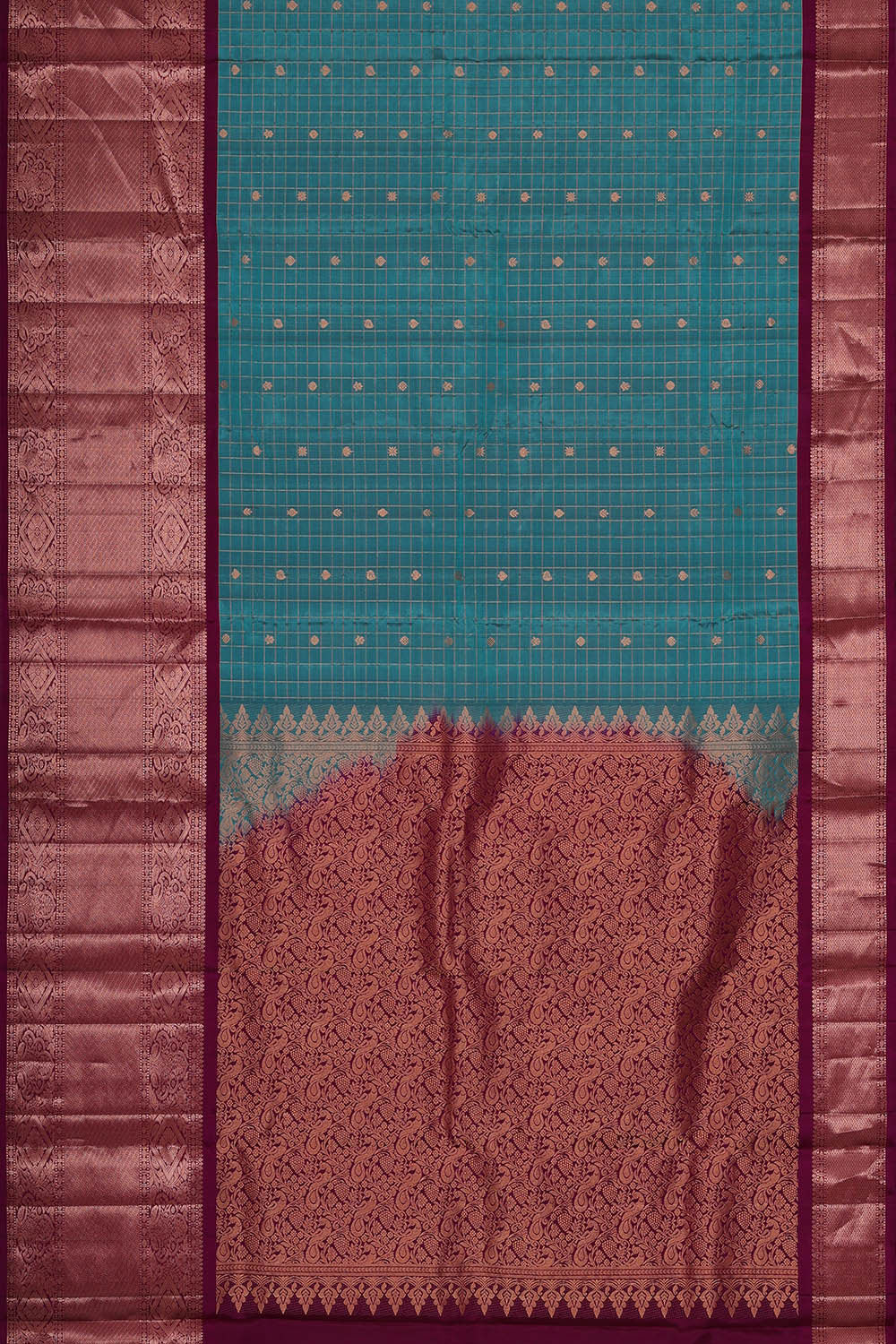 Kanchipattu Dark Teal Blue Brocade Saree