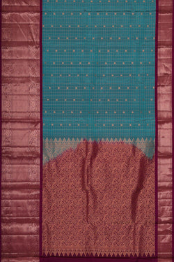 Image of Kanchipattu Dark Teal Blue Brocade Saree