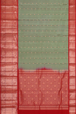 Image of Kanchipattu Sage Green Brocade Saree