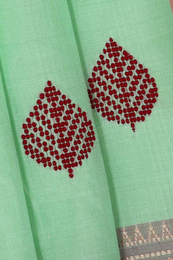 Image of Mint Green Silk Saree