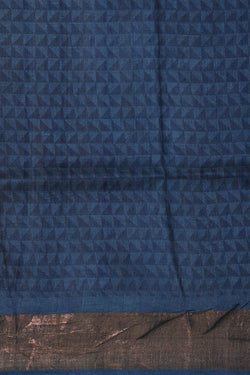 Image of Printed Tussar Sky Blue Saree