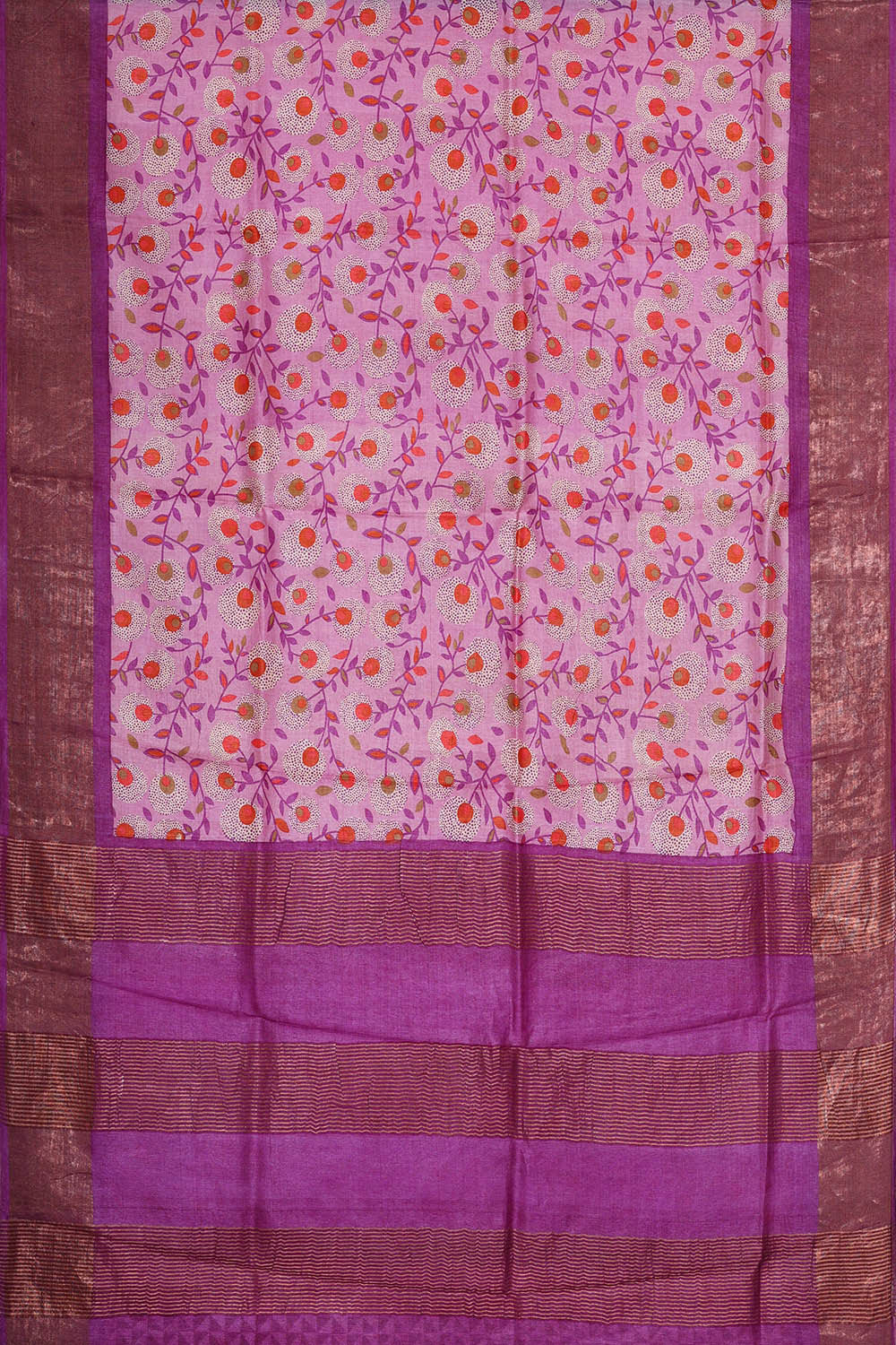 Printed Tussar Soft Pink Saree