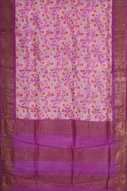 Image of Printed Tussar Soft Pink Saree