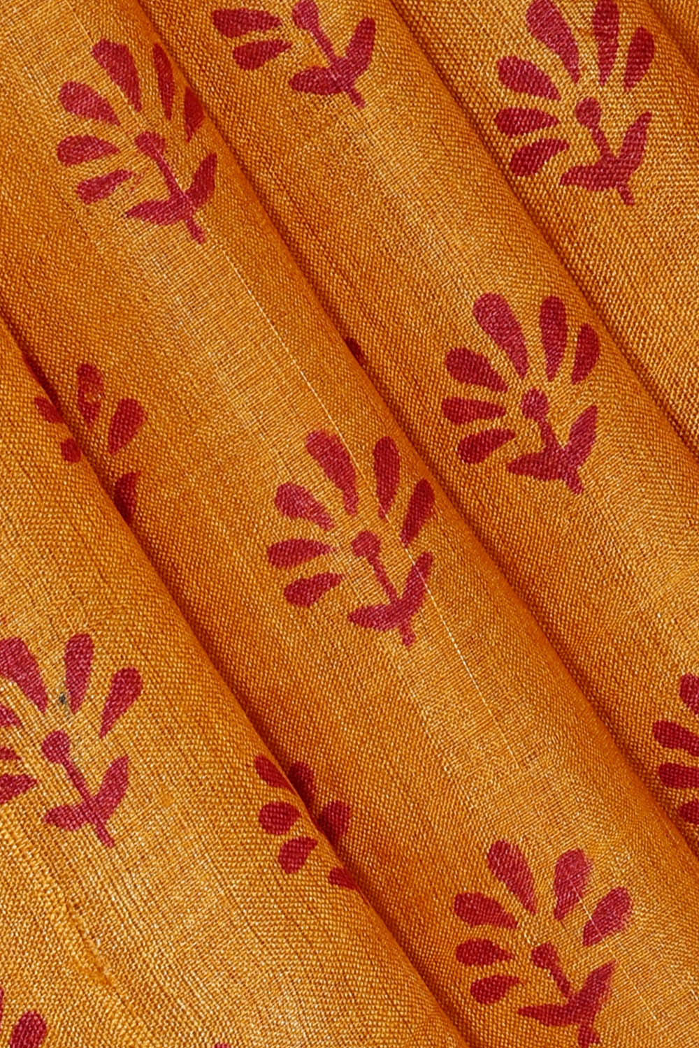 Printed Tussar Yellow Saree