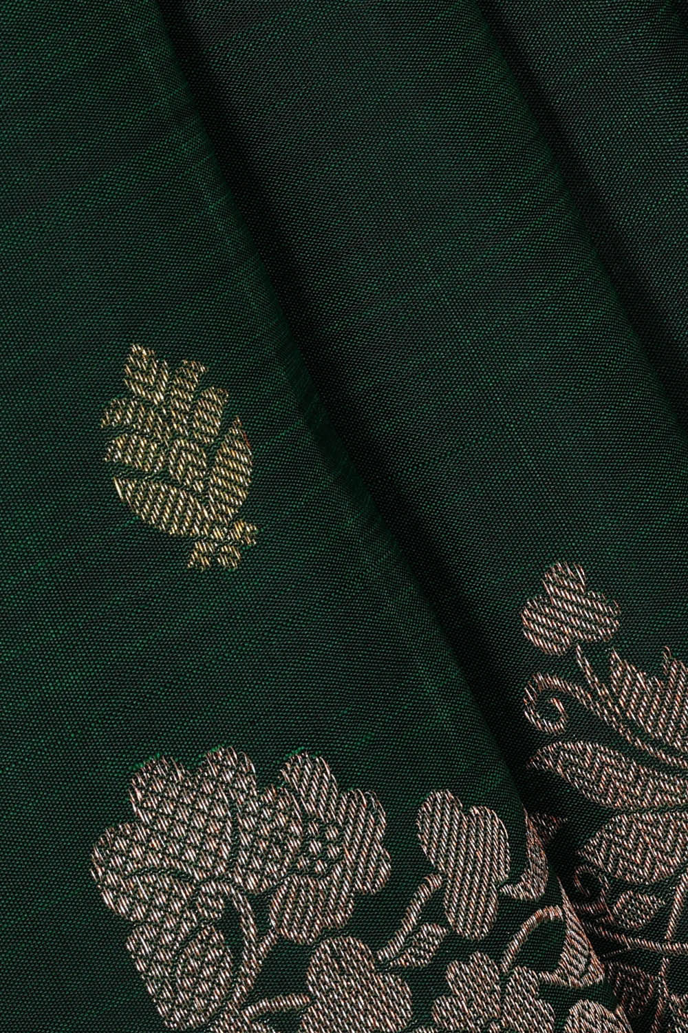 Kanchipattu Bottle Green Brocade Saree