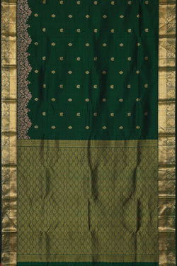 Image of Kanchipattu Bottle Green Brocade Saree