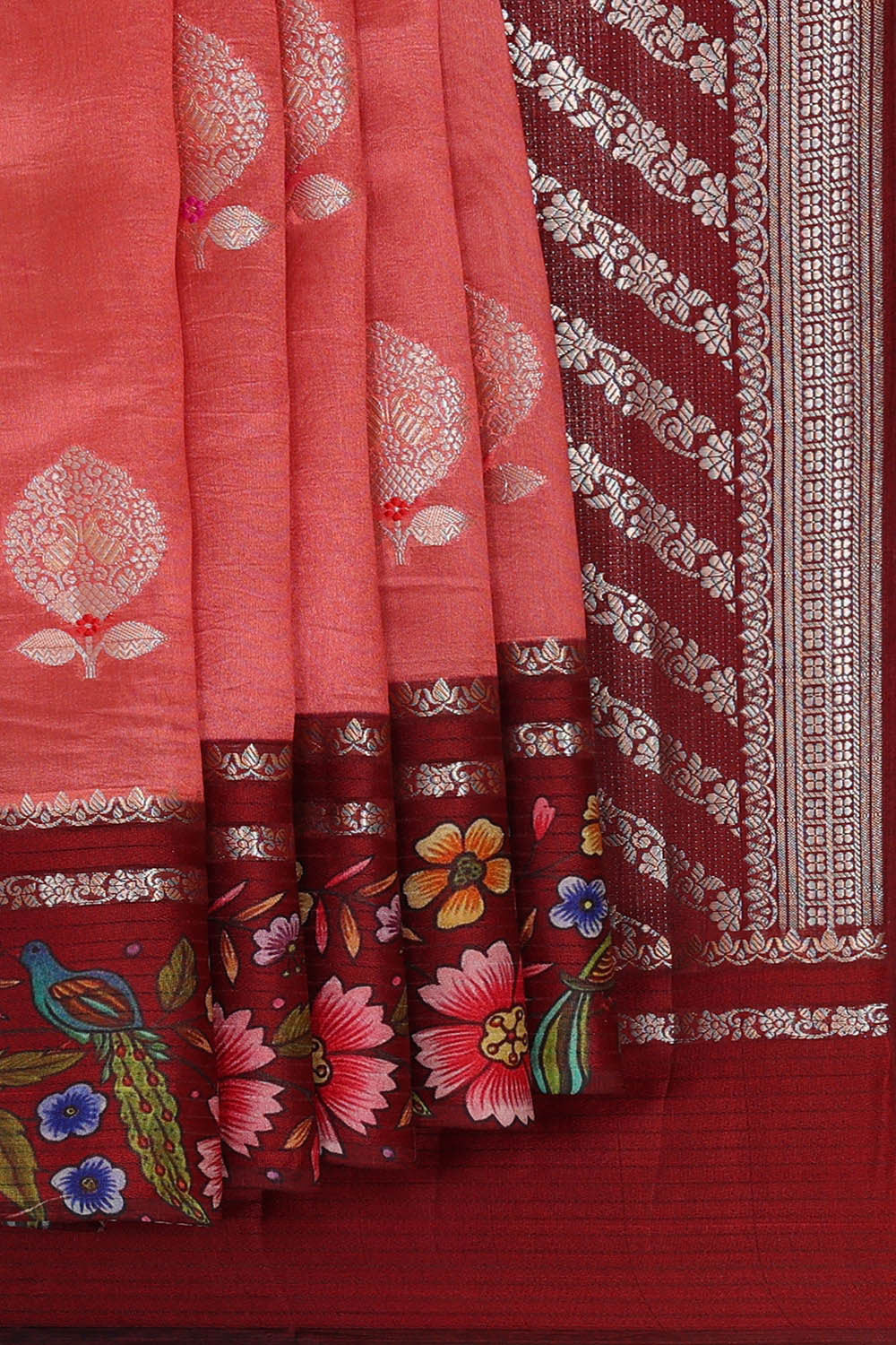 Image of Peach Silk Saree