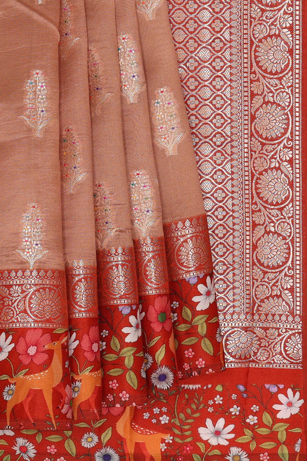 Image of Dull Peach Silk Saree