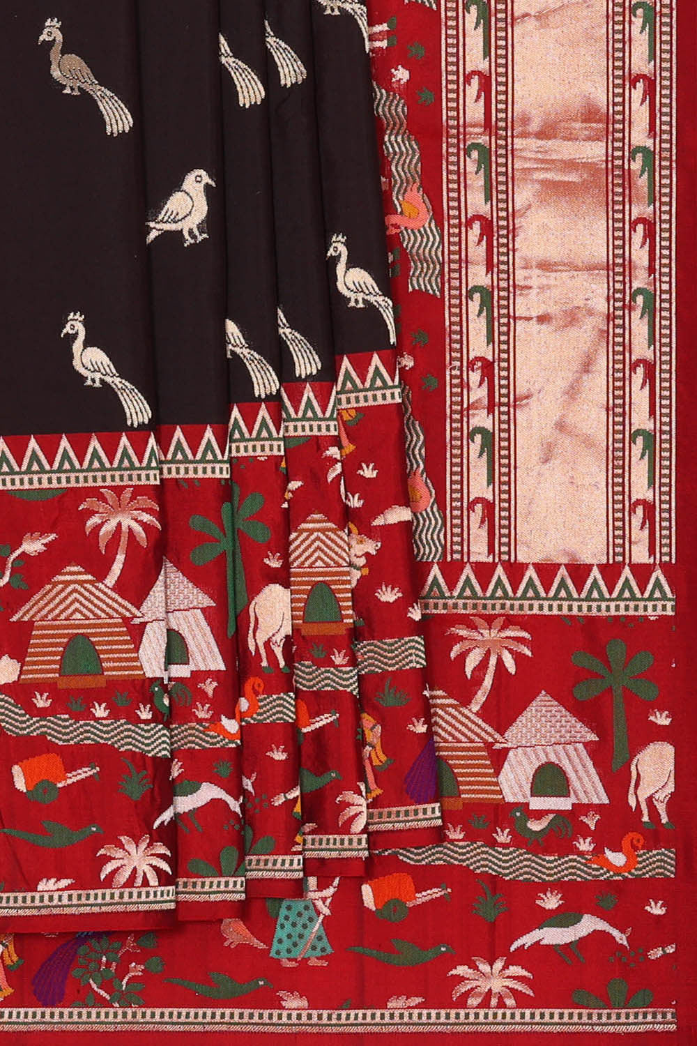 Image of Banarasi Silk Dark Brown Saree