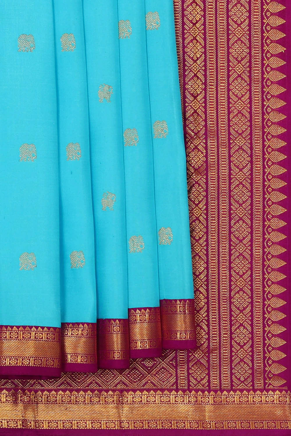 Kanchipattu Sky Blue Brocade Saree