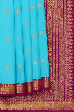 Image of Kanchipattu Sky Blue Brocade Saree