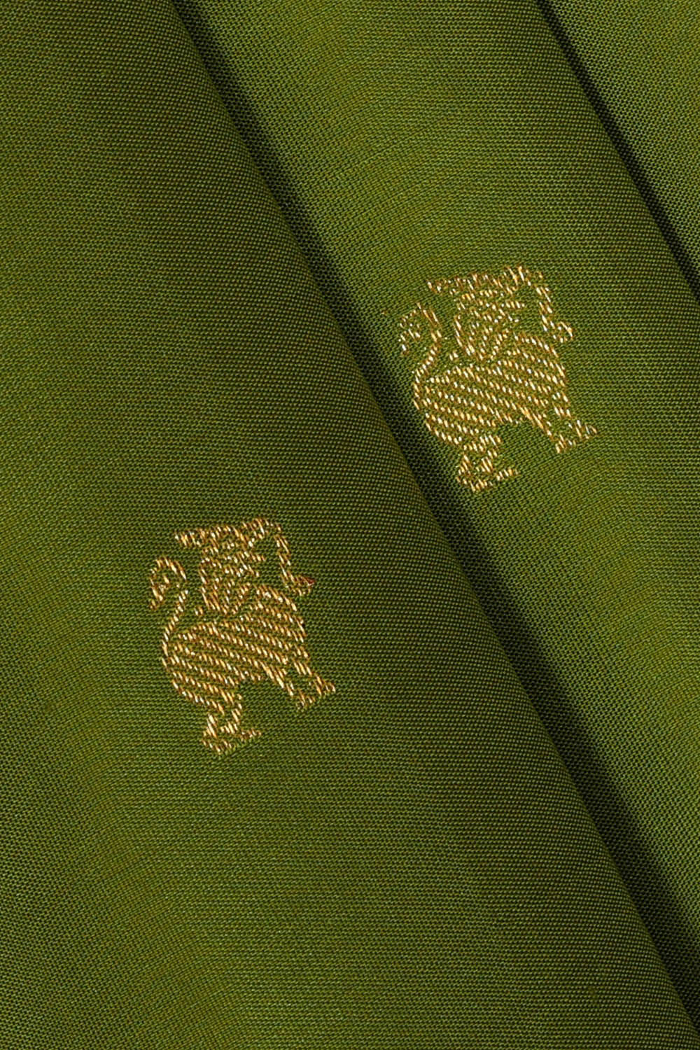 Kanchipattu Golden Green Brocade Saree