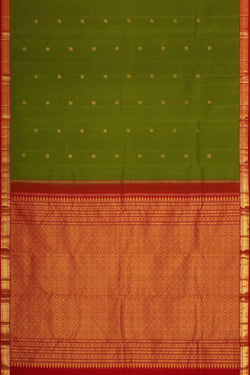 Image of Kanchipattu Golden Green Brocade Saree