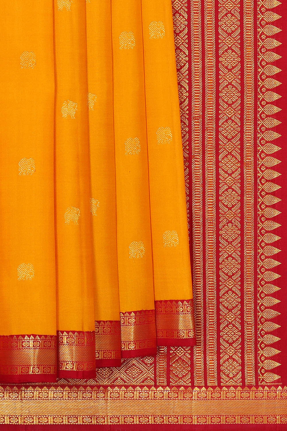 Kanchipattu Mustard Yellow Brocade Saree