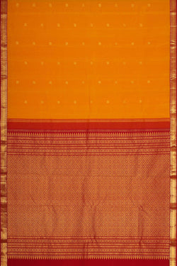 Image of Kanchipattu Mustard Yellow Brocade Saree