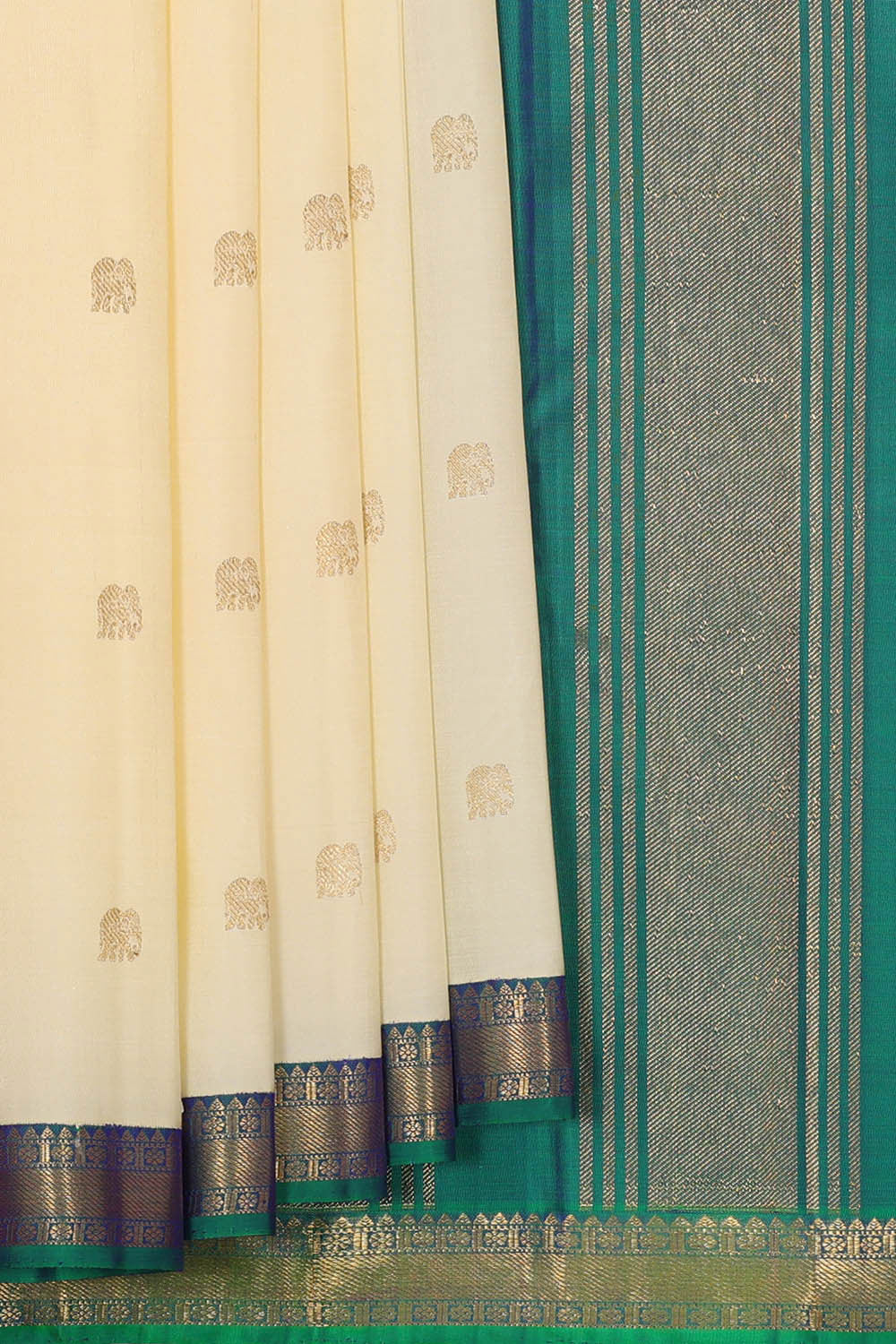 Kanchipattu Cream Brocade Saree