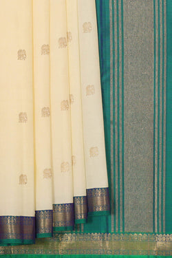 Image of Kanchipattu Cream Brocade Saree