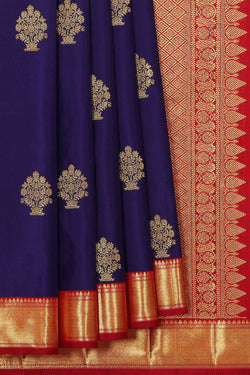 Image of Kanchipattu Navy Blue Brocade Saree